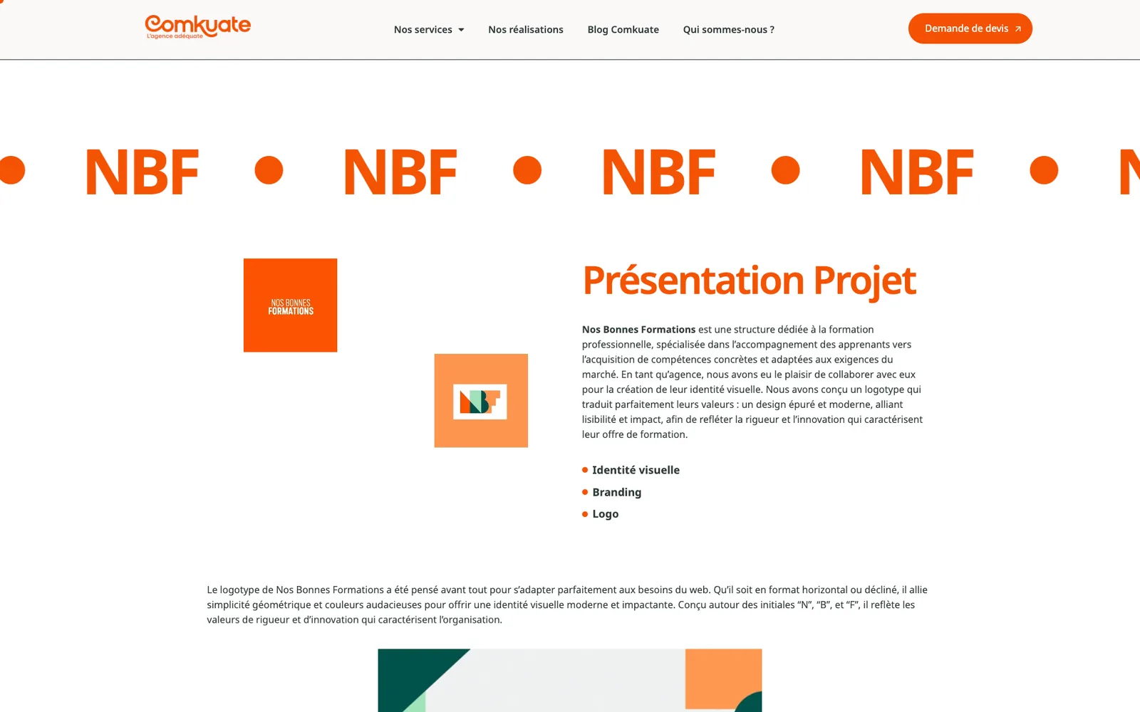 Identité visuelle NBF Nos Bonnes Formations — Comkuate